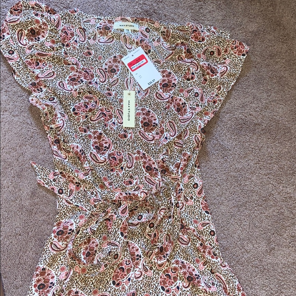 Max Studio Floral Paisley Wrap Dress